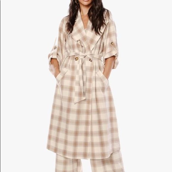 Cara Santana Jackets & Blazers - NWT SHE LOVES THE ATTENTION Plaid Trench Coat